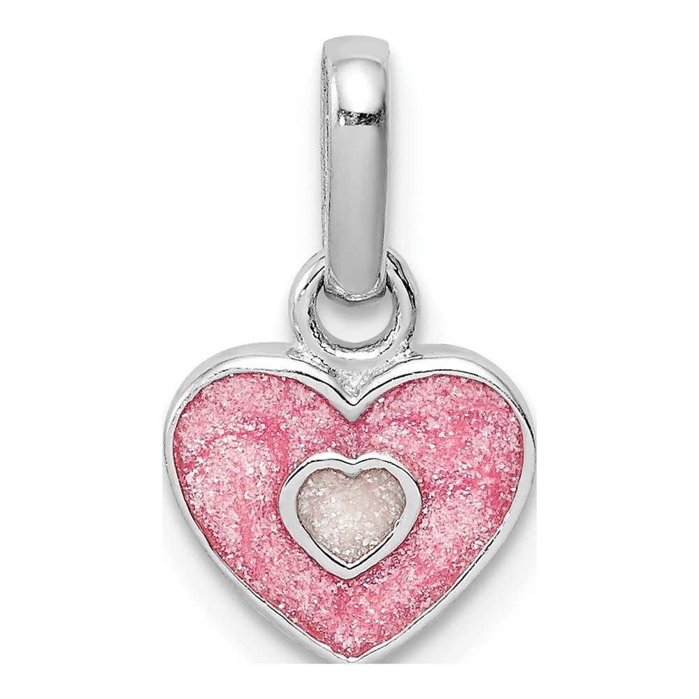 Girls' Sterling Silver Pink Glitter Heart Pendant