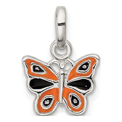 Sterling Silver Enamel Kid's Butterfly Pendant