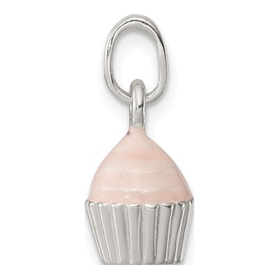Sterling Silver Pink Enamel Cupcake Pendant – view 3