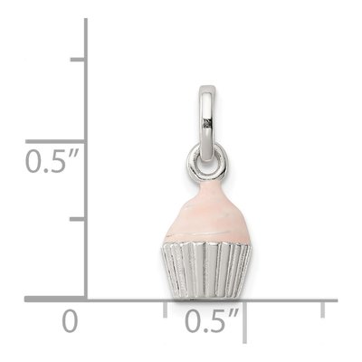Sterling Silver Pink Enamel Cupcake Pendant – view 4
