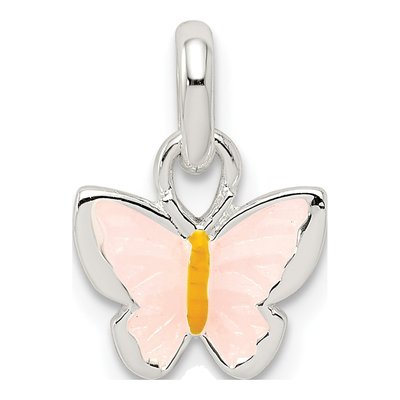 Sterling Silver Enamel Butterfly for Girls Pendant
