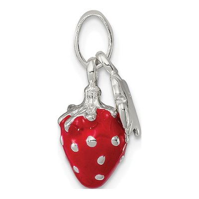 Sterling Silver Girls' Enamel Flower Strawberry Pendant – view 3