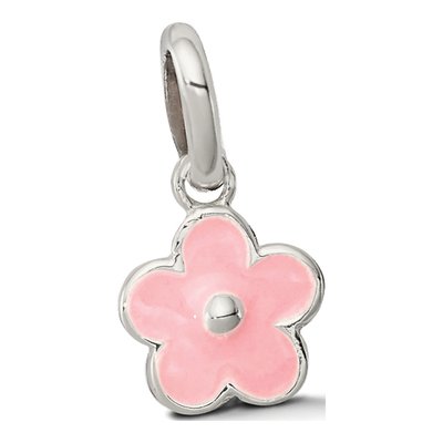 Sterling Silver Girls' Pink Enamel Flower Pendant – view 6