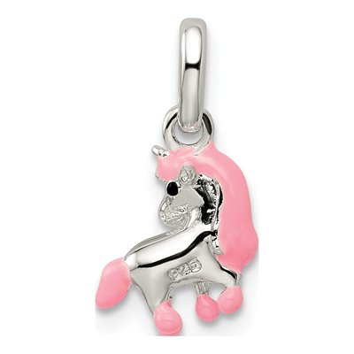 Sterling Silver Girls' Enamel Pony Pendant – view 4