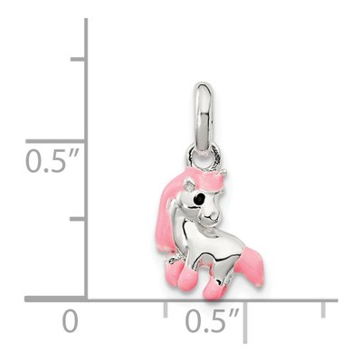 Sterling Silver Girls' Enamel Pony Pendant – view 5