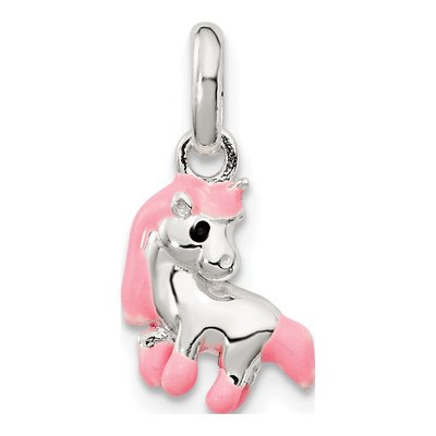 Sterling Silver Girls' Enamel Pony Pendant