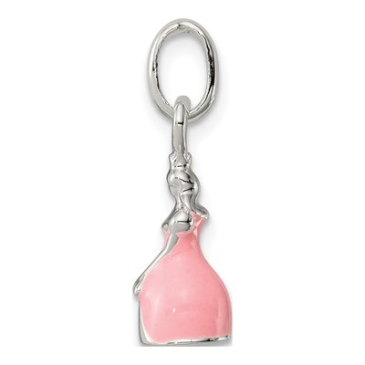 Sterling Silver Kids' Pink Enamel Princess Pendant – view 3
