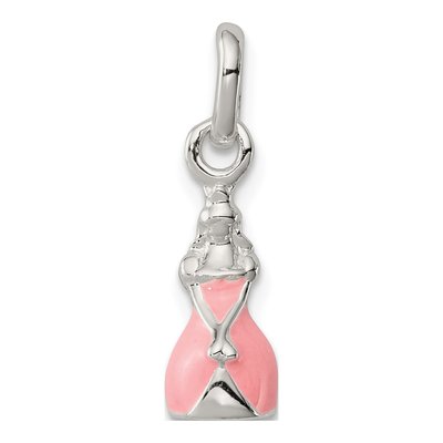 Sterling Silver Kids' Pink Enamel Princess Pendant