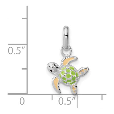 Sterling Silver Girls' Enamel Sea Turtle Pendant – view 4