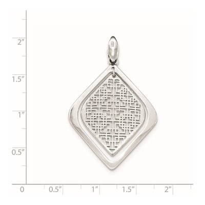 Sterling Silver Rhodium-Plated Brushed/Polished Pendant – view 2