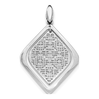 Sterling Silver Rhodium-Plated Brushed/Polished Pendant
