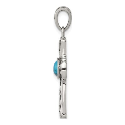Sterling Silver Turquoise Antiqued Cross Pendant – view 3