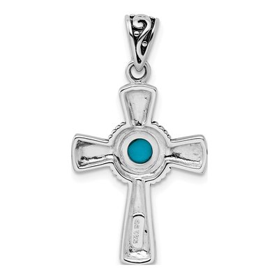 Sterling Silver Turquoise Antiqued Cross Pendant – view 4