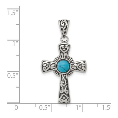 Sterling Silver Turquoise Antiqued Cross Pendant – view 5