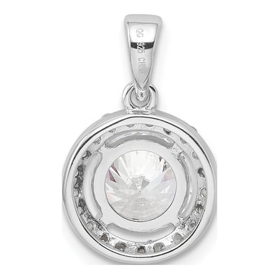 Sterling Silver CZ Halo Pendant – view 5