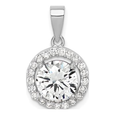Sterling Silver CZ Halo Pendant