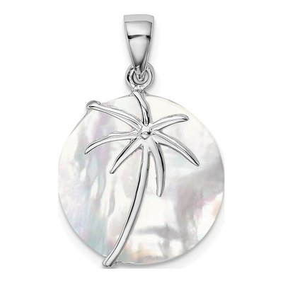 Sterling Silver Mother of Pearl Palm Tree Pendant