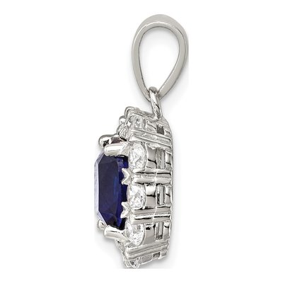 Sterling Silver CZ & Blue Glass Pendant – view 3