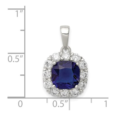Sterling Silver CZ & Blue Glass Pendant – view 4