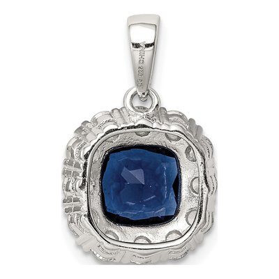 Sterling Silver CZ & Blue Glass Pendant – view 5