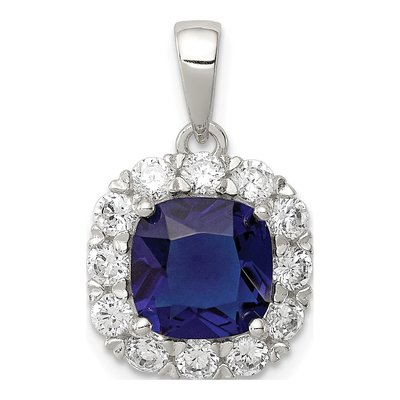 Sterling Silver CZ Glass Pendant