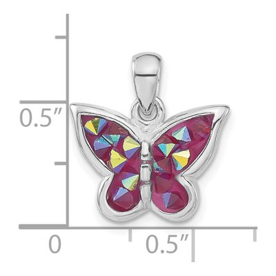 Sterling Silver Crystal Butterfly Pendant – view 3