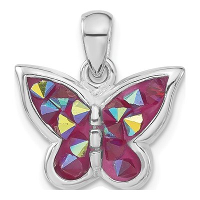 Sterling Silver Crystal Butterfly Pendant