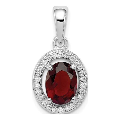Sterling Silver CZ Oval Birthstone Pendant