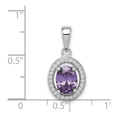 Sterling Silver CZ Oval Pendant – view 4