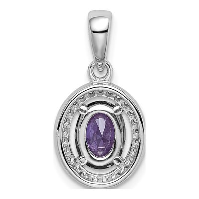 Sterling Silver CZ Oval Pendant – view 5