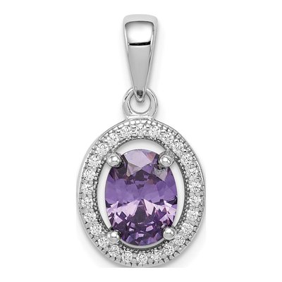 Sterling Silver CZ Oval Pendant