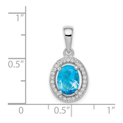 Sterling Silver CZ Oval Pendant – view 4