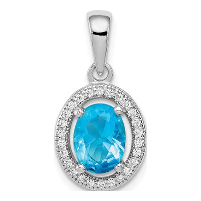 Sterling Silver CZ Oval Pendant