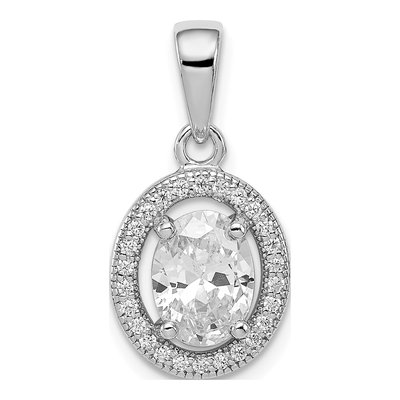 Sterling Silver CZ Oval Birthstone Pendant