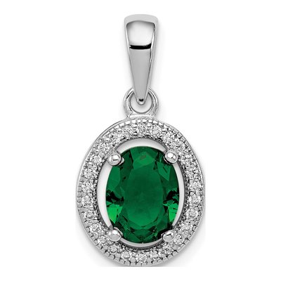 Sterling Silver CZ Oval Pendant