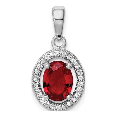 Sterling Silver CZ Halo Birthstone Pendant
