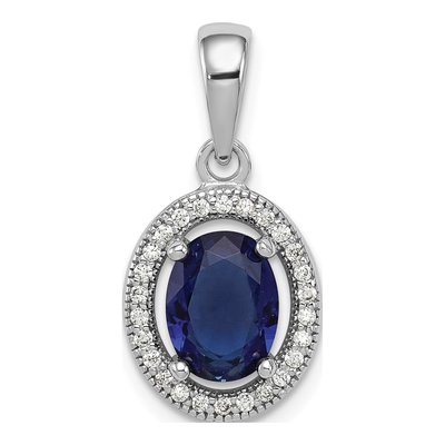 Sterling Silver CZ Oval Pendant