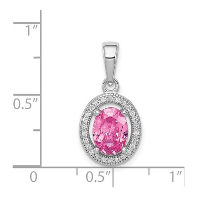 Sterling Silver CZ Oval Pendant – view 4