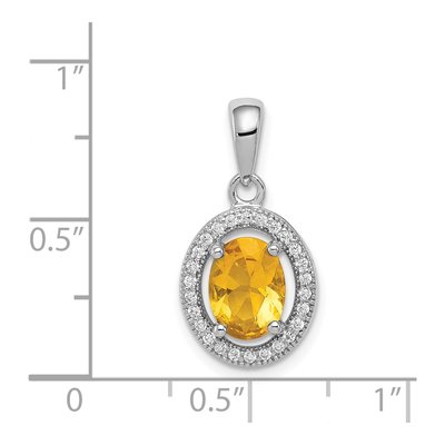 Sterling Silver CZ Oval Pendant – view 4