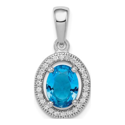 Sterling Silver CZ Oval Pendant