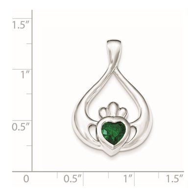 Sterling Silver CZ Claddagh Heart Pendant – view 3