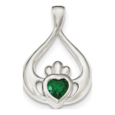 Sterling Silver CZ Claddagh Heart Pendant