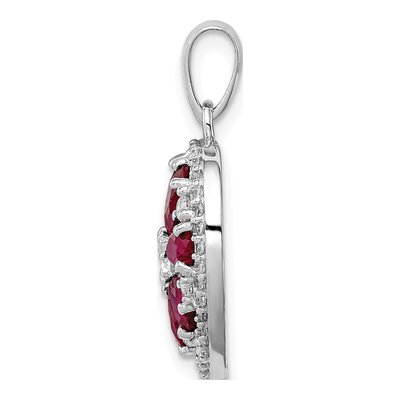 Sterling Silver Lab-Created Ruby & CZ Heart Pendant – view 3