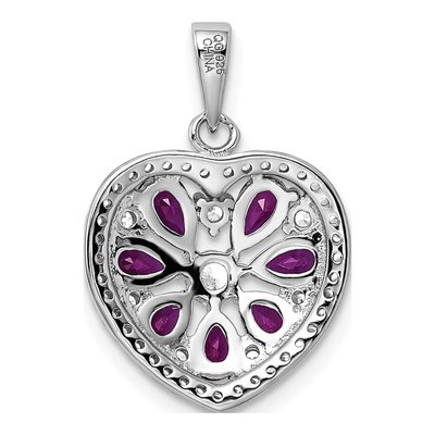 Sterling Silver Lab-Created Ruby & CZ Heart Pendant – view 5