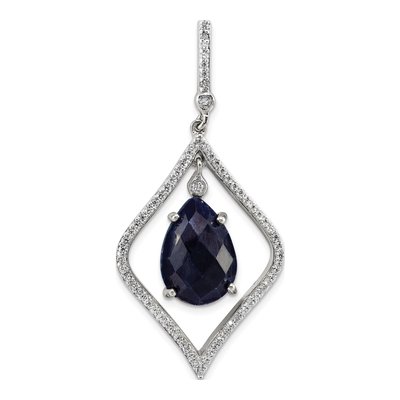 Sterling Silver CZ Corundum Pendant