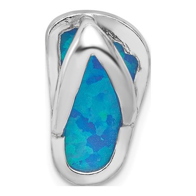 Sterling Silver Lab-Created Opal Flip-Flop Charm