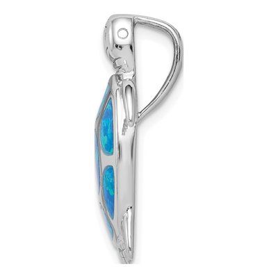 Sterling Silver Lab-Created Opal Turtle Slide Pendant – view 3