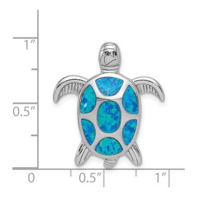 Sterling Silver Lab-Created Opal Turtle Slide Pendant – view 4