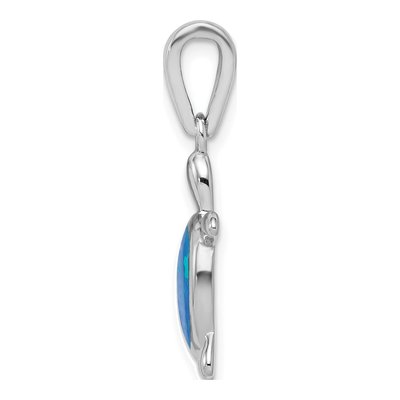 Sterling Silver Lab-Created Opal Turtle Pendant – view 3