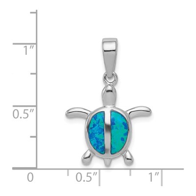 Sterling Silver Lab-Created Opal Turtle Pendant – view 4